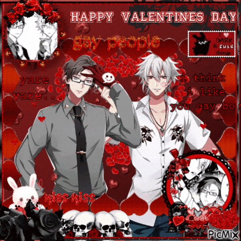 a valentine 's day greeting with two anime characters