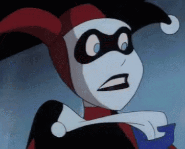 harley quinn is a cartoon character from the batman animated series and is wearing a jester hat .