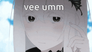 a close up of a girl with the words vee umm written on it