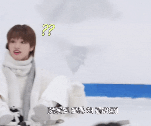a person in a white coat with a question mark on it