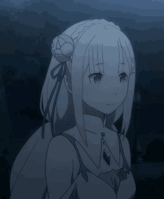 a drawing of a girl with white hair and a diamond necklace