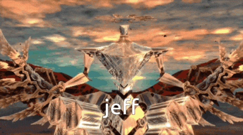 a computer generated image with the name jeff written on it