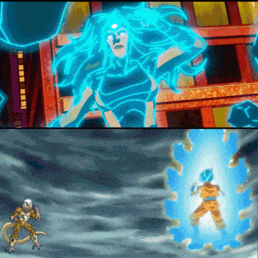 a cartoon of a woman and a cartoon of a man fighting each other