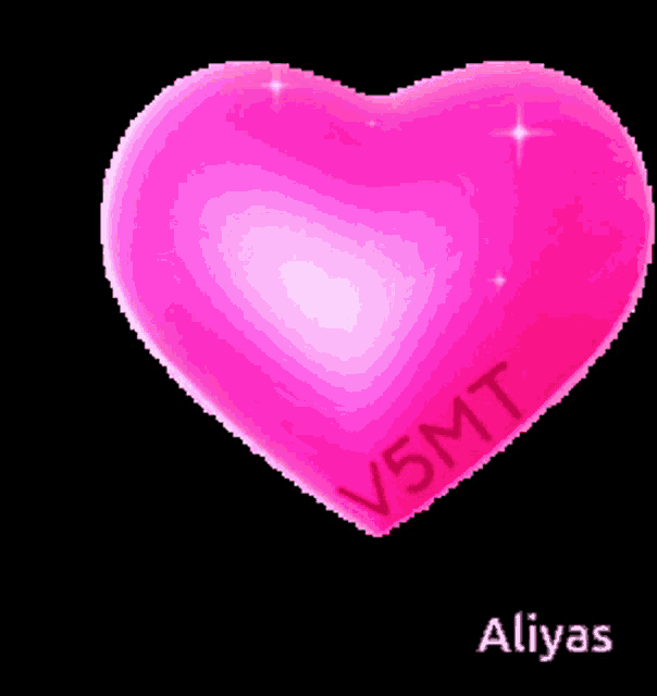 a pink heart with the name aliyas on it