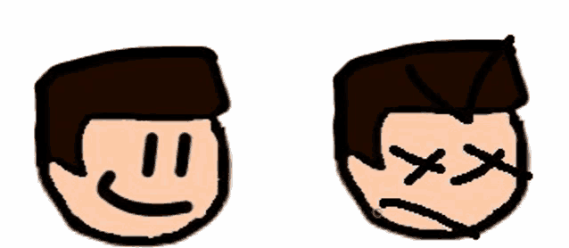 a drawing of a man 's face with a smiley face and a dead man 's face .