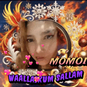 a picture of a woman with momoi waallaxum salam written on the bottom