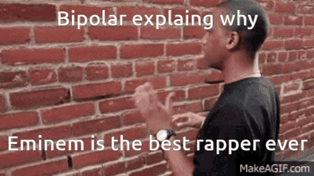 bipolar explaining why eminem is the best rapper ever made by makeagif.com