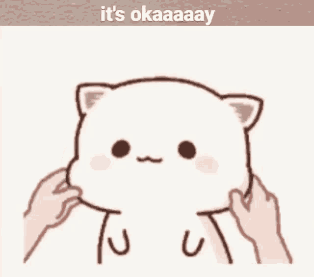 a cartoon of a cat being petted by two hands .