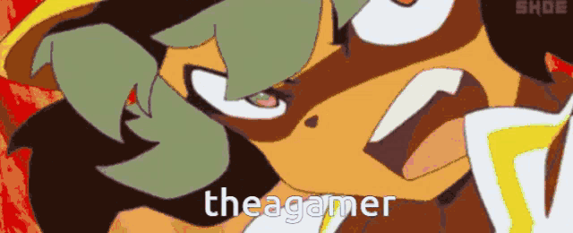 a cartoon character with the word thea gamer written on the bottom