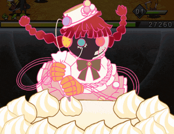 a cartoon character is standing on a cake with the number 27207 on the bottom
