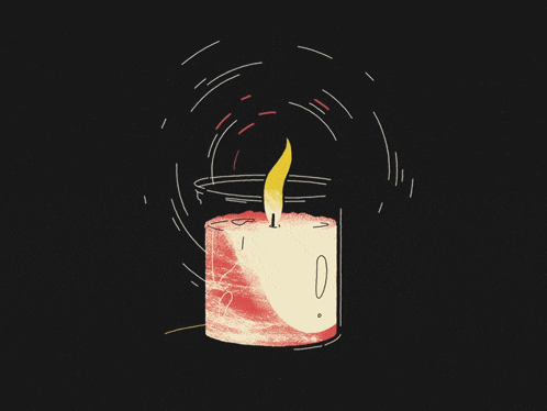 a drawing of a candle with a flame coming out of the top