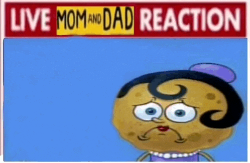 a cartoon of a sad potato with the words live mom and dad reaction