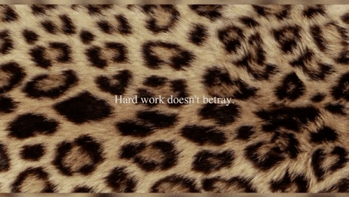 a leopard print with the words " hard work does n't betray "