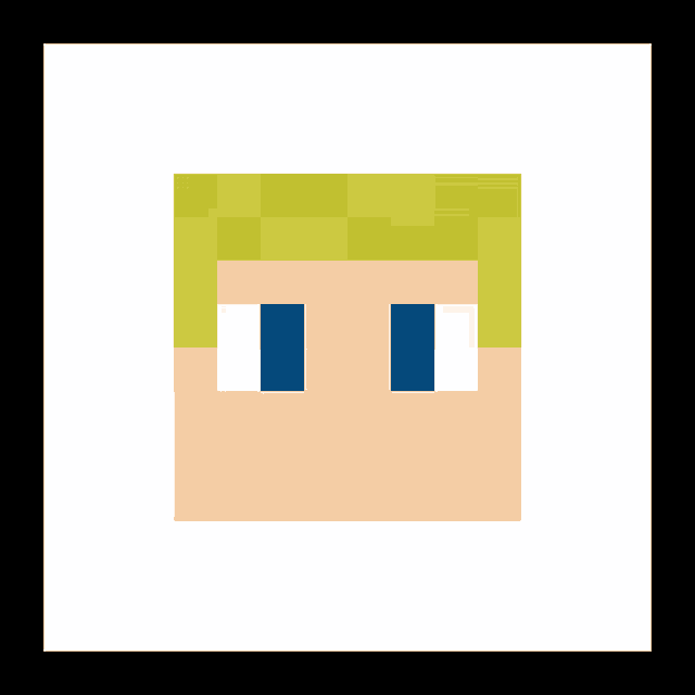 a pixel art drawing of a man 's face with blonde hair and blue eyes .