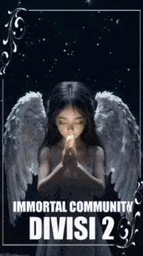 a poster of a girl with angel wings praying