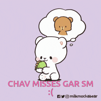 a cartoon of a teddy bear with a speech bubble that says ' i ' on it