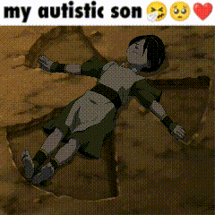 a cartoon character laying on the ground with the words my autistic son