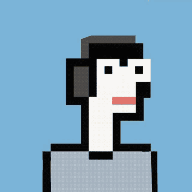 a pixel art drawing of a man with headphones on his head