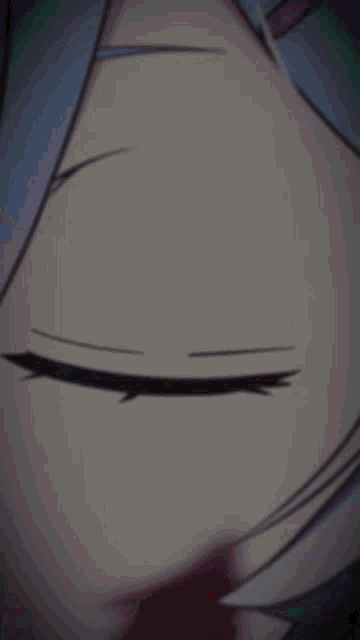 a close up of a person 's face with blue hair and blue eyes