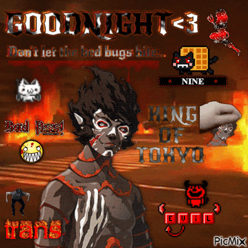 a picture of a cartoon character with the words goodnight < 3