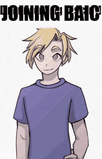 a cartoon of a boy with the words joining bang written on the bottom