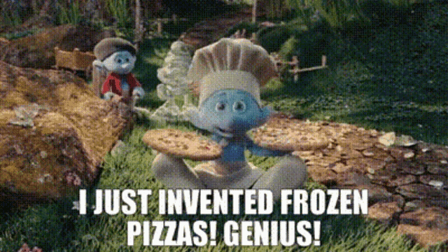 The Smurfs I Just Invented Frozen Pizzas GIF - The Smurfs I Just Invented Frozen Pizzas Genius GIFs