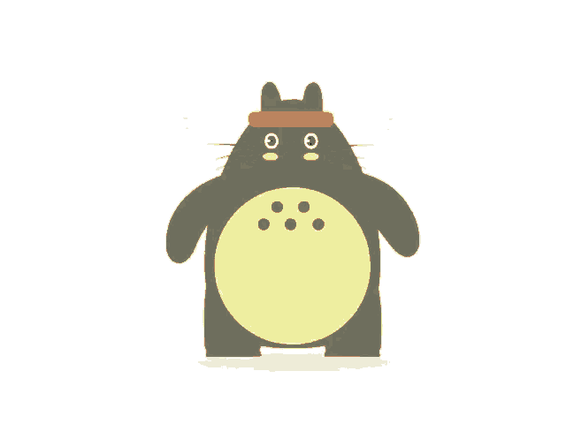 a cartoon drawing of a cat with a yellow circle on its belly