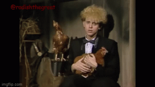 Radishthegreat Chicken Love GIF - Radishthegreat Chicken Love Suit And Bow Tie GIFs