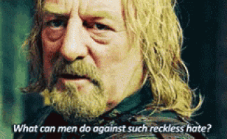 a man with a beard is asking what can men do against such recklessness hate