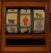 a close up of a slot machine with cards on it