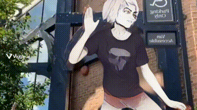 a drawing of a woman wearing a black t-shirt with a mushroom on it .