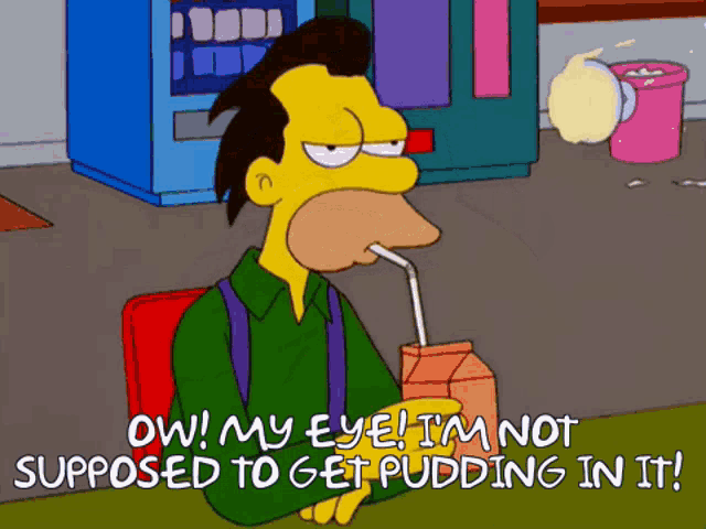 My Eye Im Not Supposed To Get Pudding In It GIF - My Eye Im Not Supposed To Get Pudding In It Lenny GIFs