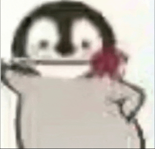 a penguin is holding a flower in its mouth .