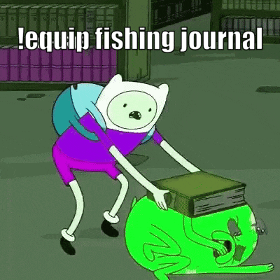 finn from adventure time is pushing a green monster with a book on it .