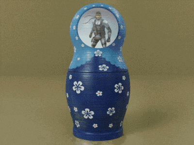 three russian nesting dolls with one saying brawl snake