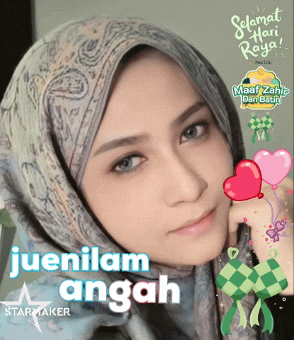 a picture of a woman with a hijab and the words juenilam angal on the bottom