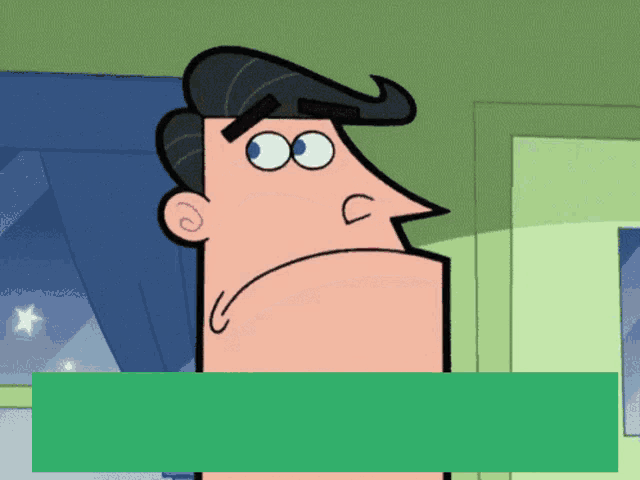 a cartoon of a man with a green stripe around his mouth