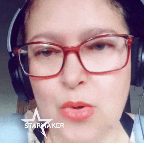 a woman wearing glasses and headphones with a starmaker logo
