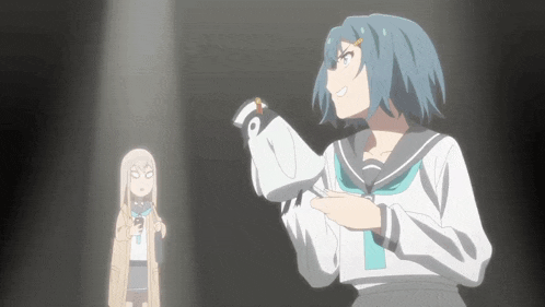 a girl in a school uniform is holding a bird