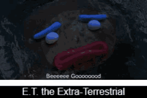 a poster for e.t. the extra-terrestrial with a face made out of donuts