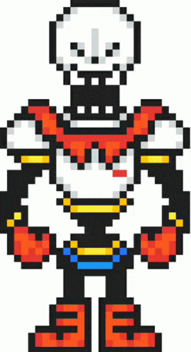 papyrus from undertale is a pixel art character