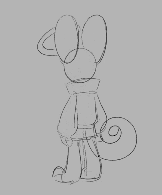 a black and white drawing of a cartoon character with a circle around his head