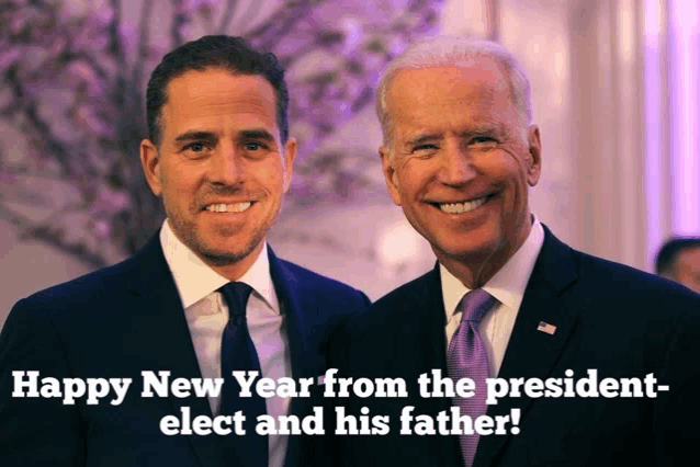 a picture of two men with the caption happy new year from the president-elect and his father