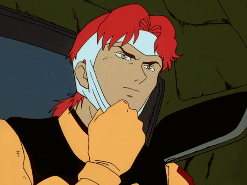 a cartoon character has a bandage on his face