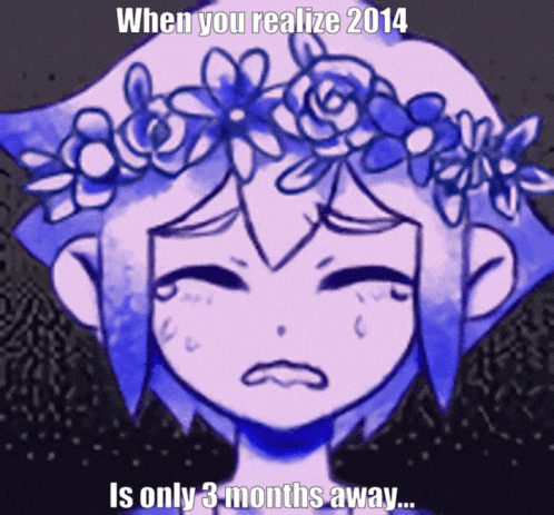 a drawing of a girl with a flower crown on her head with the caption " when you realize 2014 is only 3 months away ... "