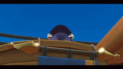 a cartoon character holding a sword and a shield