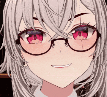 a close up of a anime girl wearing glasses