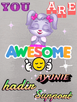 a cartoon bunny says you are awesome and has a thumbs up