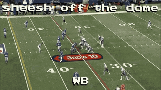 a football game is being played with the words sheesh of the dome above the field