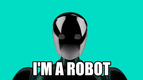 a robot with the words " i 'm a robot " written on it